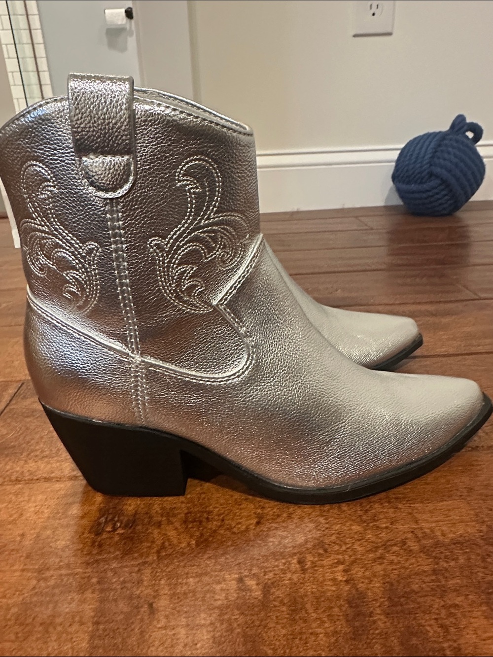 Old Navy Metallic Silver Western Ankle Booties